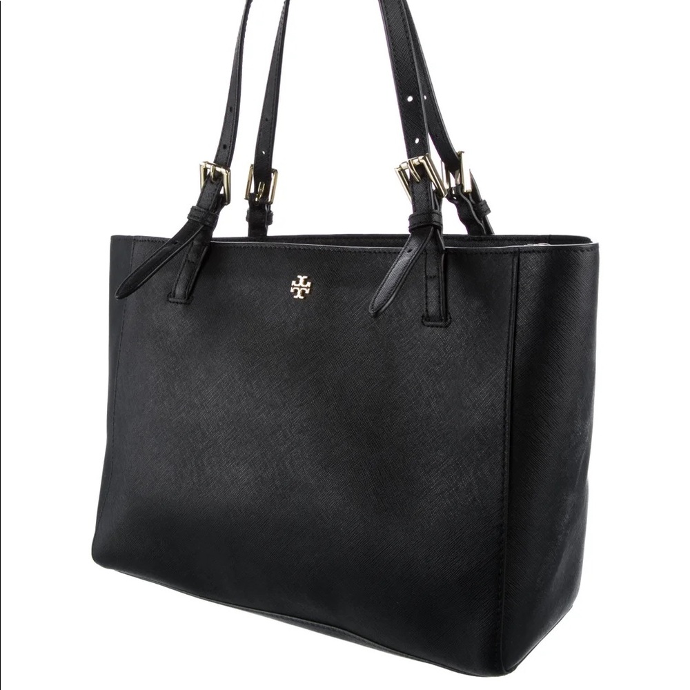Tory Burch Robinson Large Saffiano Black Leather Tote
